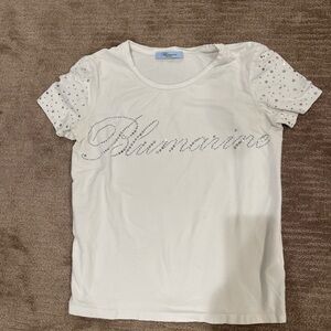 Blumarine White Tee with Rhinestone Details